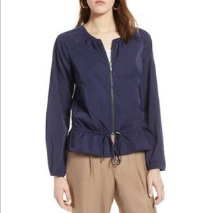 Halogen Women’s Jacket / Peacoat w/ Front Zipper, Drawstring at Waist, Navy, Sm